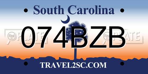074BZB South Carolina License Plate