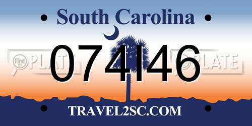 074I46 South Carolina License Plate