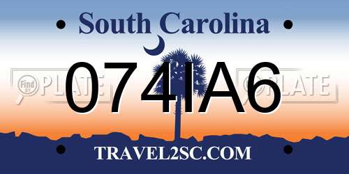 074IA6 South Carolina License Plate