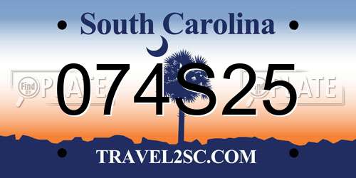 074S25 South Carolina License Plate