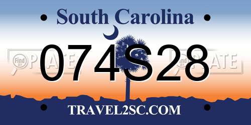 074S28 South Carolina License Plate