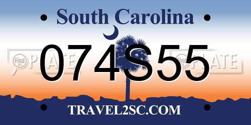 074S55 South Carolina License Plate