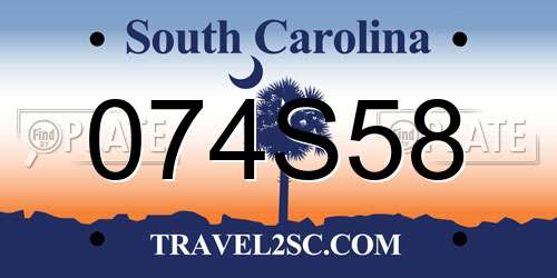 074S58 South Carolina License Plate