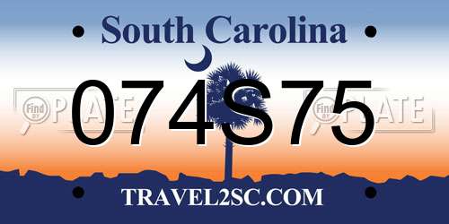 074S75 South Carolina License Plate