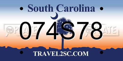 074S78 South Carolina License Plate
