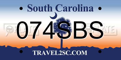 074SBS South Carolina License Plate