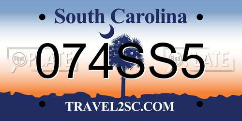 074SS5 South Carolina License Plate