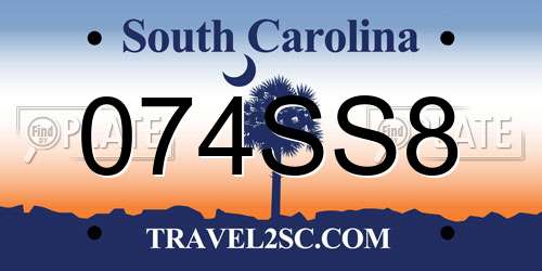 074SS8 South Carolina License Plate