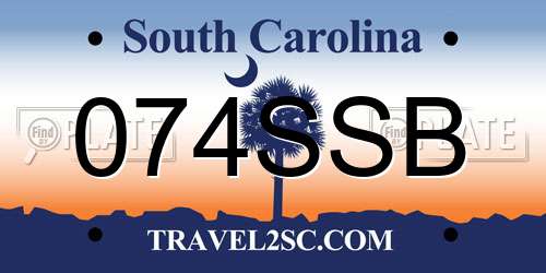 074SSB South Carolina License Plate