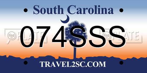 074SSS South Carolina License Plate