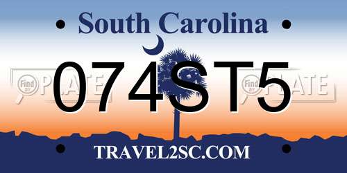 074ST5 South Carolina License Plate