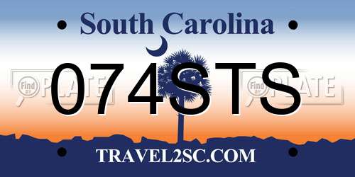 074STS South Carolina License Plate
