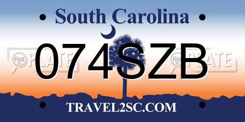 074SZB South Carolina License Plate