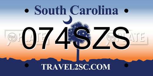 074SZS South Carolina License Plate