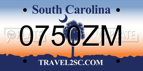 0750ZM South Carolina License Plate