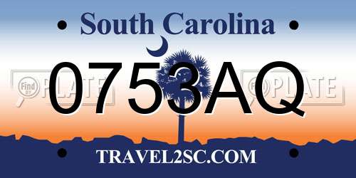 0753AQ South Carolina License Plate