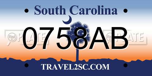 0758AB South Carolina License Plate