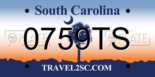 0759TS South Carolina License Plate
