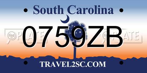 0759ZB South Carolina License Plate