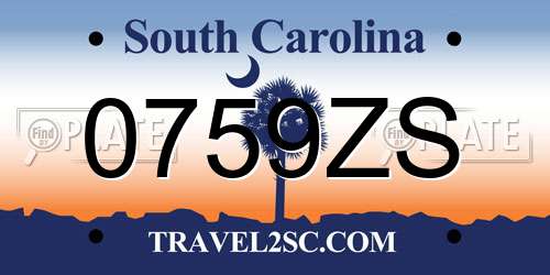 0759ZS South Carolina License Plate