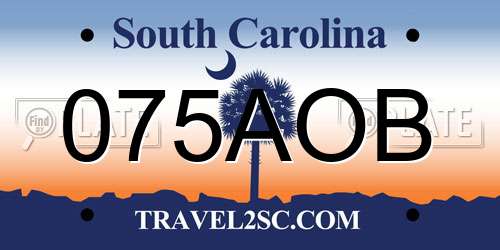 075AOB South Carolina License Plate