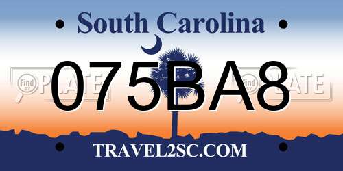 075BA8 South Carolina License Plate