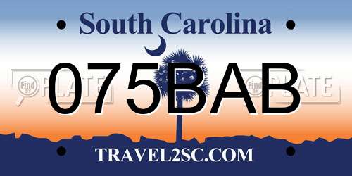 075BAB South Carolina License Plate