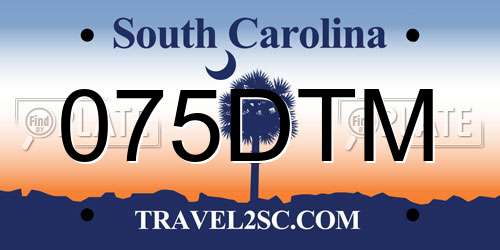 075DTM South Carolina License Plate