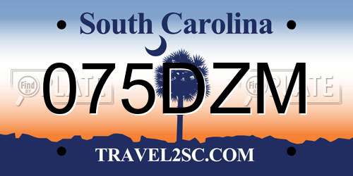 075DZM South Carolina License Plate