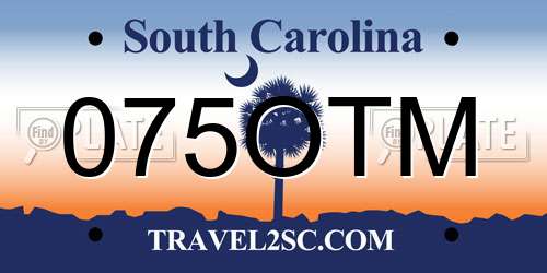 075OTM South Carolina License Plate