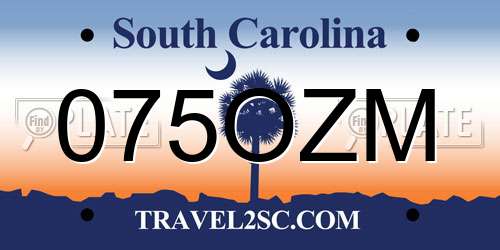075OZM South Carolina License Plate