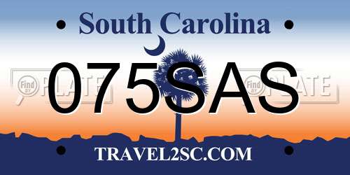 075SAS South Carolina License Plate