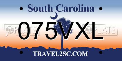 075VXL South Carolina License Plate
