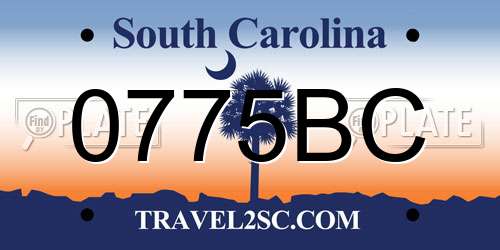 0775BC South Carolina License Plate