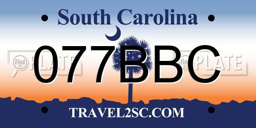 077BBC South Carolina License Plate