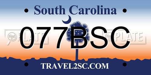 077BSC South Carolina License Plate