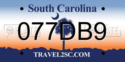 077DB9 South Carolina License Plate