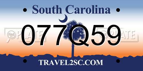077Q59 South Carolina License Plate