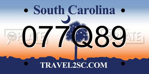 077Q89 South Carolina License Plate