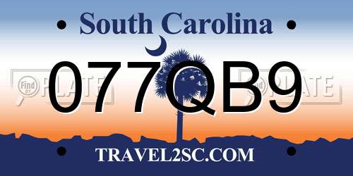 077QB9 South Carolina License Plate
