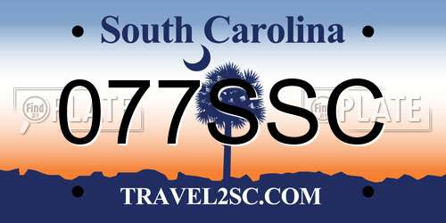 077SSC South Carolina License Plate