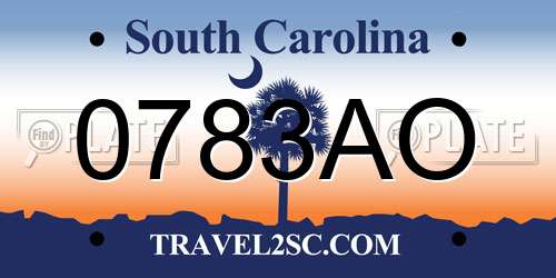 0783AO South Carolina License Plate