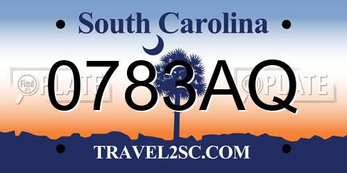 0783AQ South Carolina License Plate