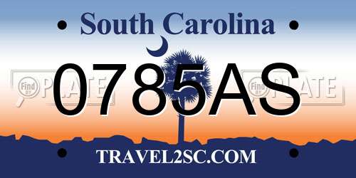 0785AS South Carolina License Plate