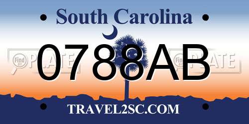 0788AB South Carolina License Plate