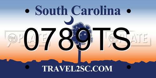 0789TS South Carolina License Plate