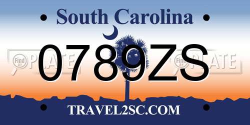 0789ZS South Carolina License Plate