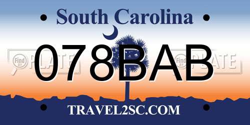 078BAB South Carolina License Plate