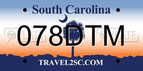 078DTM South Carolina License Plate