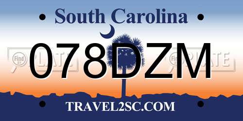 078DZM South Carolina License Plate